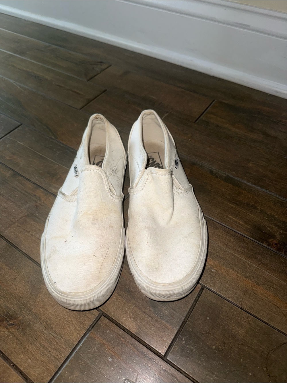 Vans White Slip-On Canvas Loafers
